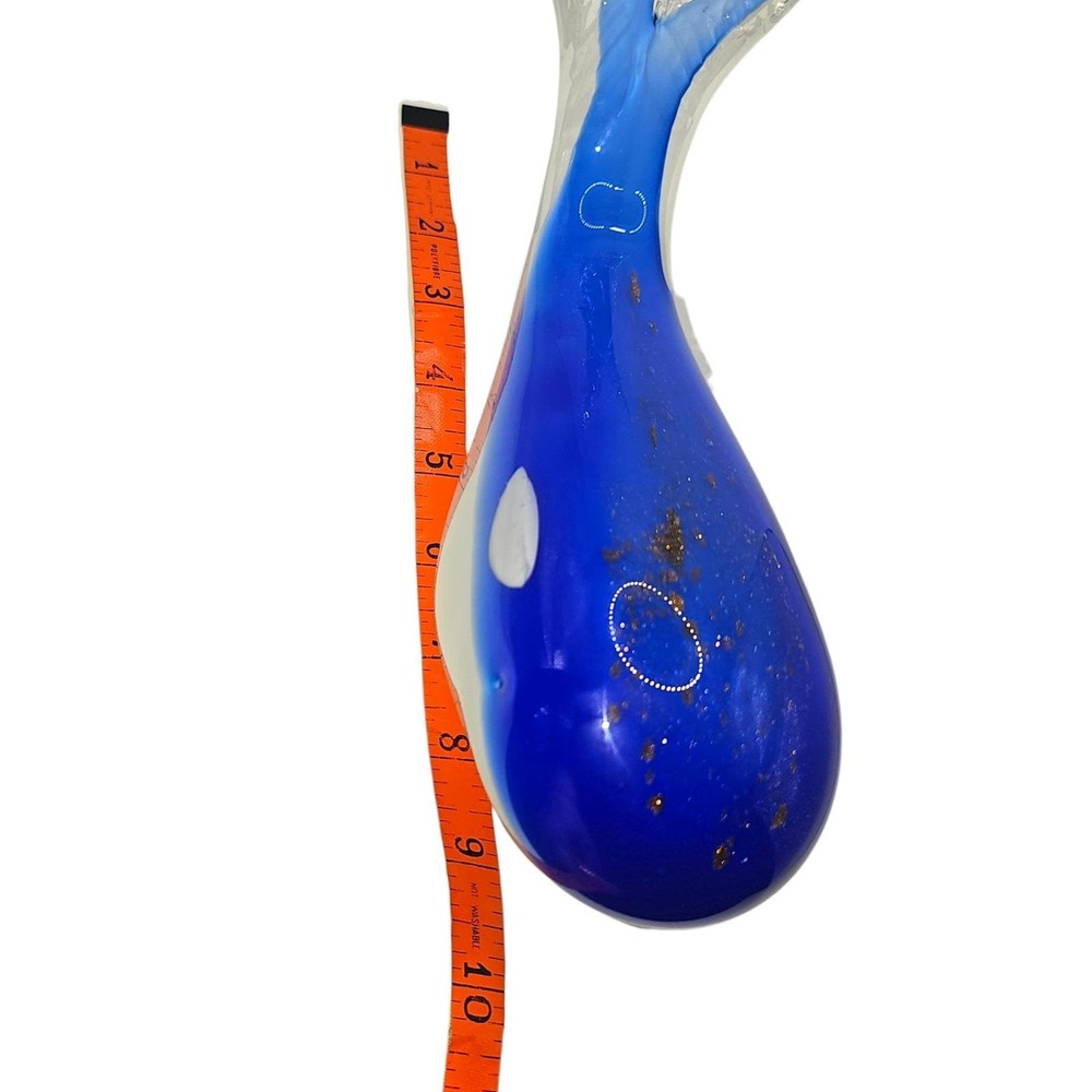 Large Blue Art Glass Whale Figurine Coastal Beach House Ocean Decor 9" Length - Picture 10 of 10
